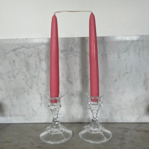VINTAGE Pink Tapered Candles 8" Tall Qty 12 - Picture 1 of 9